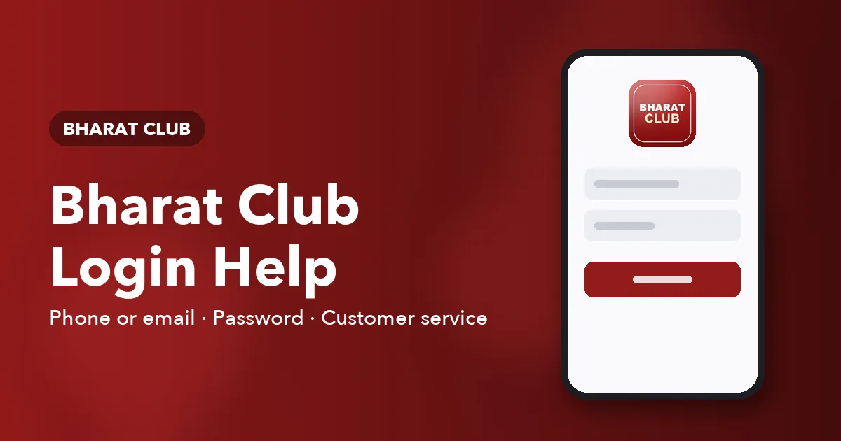 Banner for the Bharat Club login help centre showing a phone sign-in screen